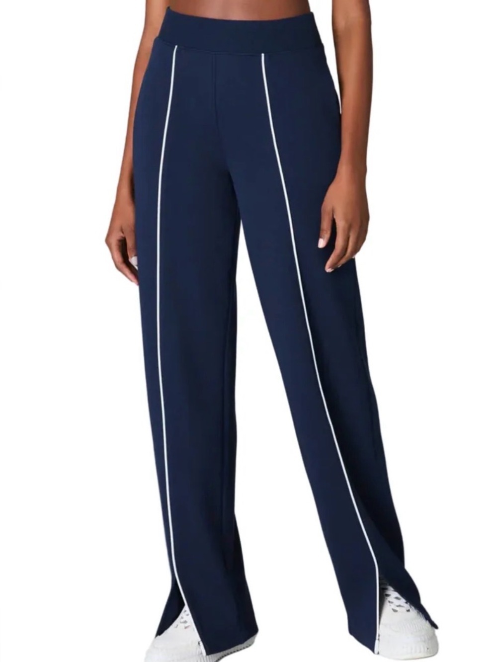 NWT SPANX Navy Wide-Leg Pants with White Piping Airpique Timeless Navy XL